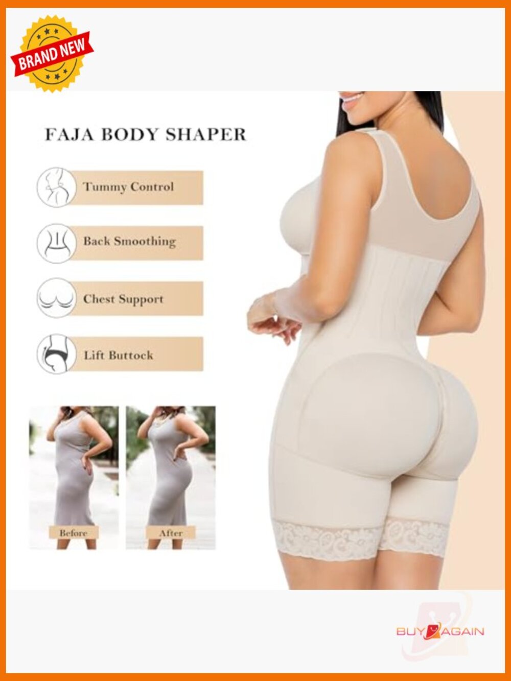 Fajas Colombianas Shapewear Bodysuit Tummy Control Body Shaper Post Surgery - Picture 6 of 7